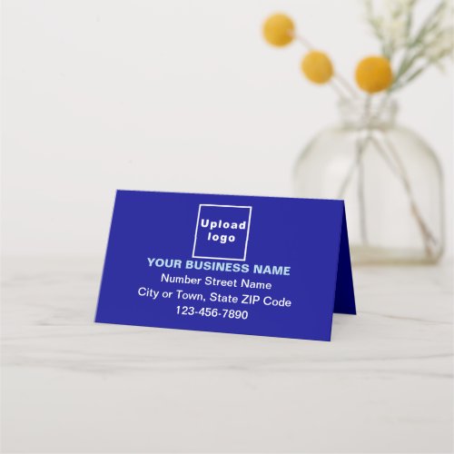 Business Brand on Small Blue Folded Place Card