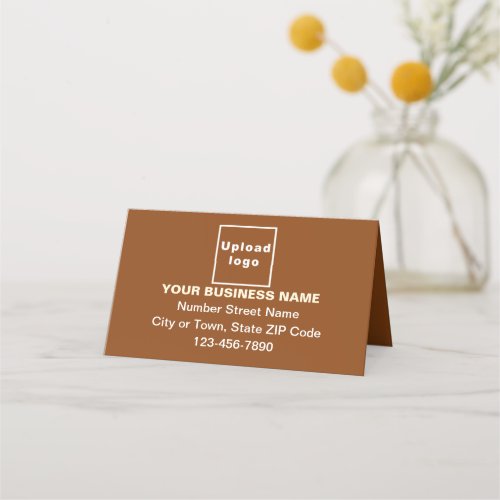 Business Brand on Small Brown Folded Place Card