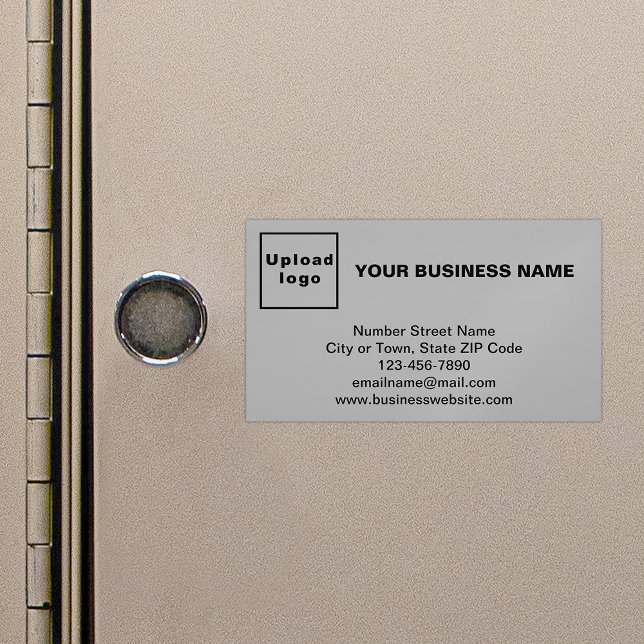 Business Brand on Small Gray Magnetic Card (Gray magnetic business card with your business brand)