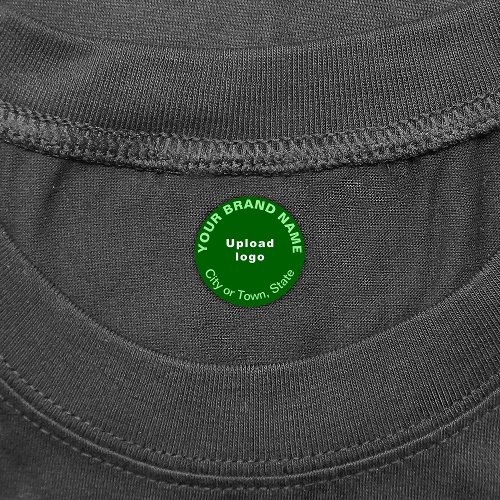 Business Brand on Small Green Circle Clothing Labels