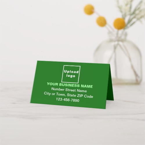 Business Brand on Small Green Folded Place Card