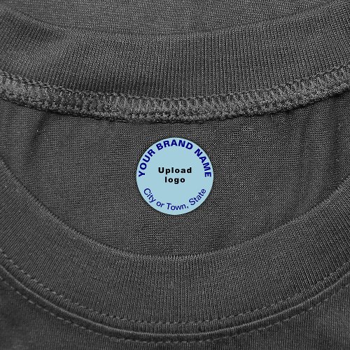 Business Brand on Small Light Blue Circle Clothing Labels