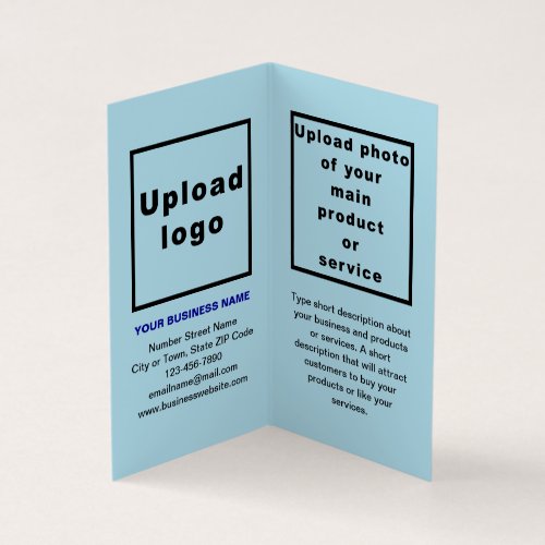 Business Brand on Small Light Blue Folded Card