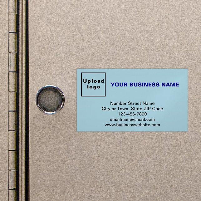 Business Brand on Small Light Blue Magnetic Card (Light blue magnetic business card with your business brand)
