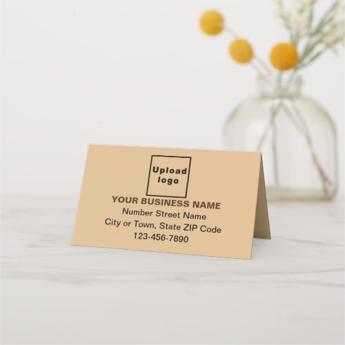 Business Brand on Small Light Brown Folded Place Card