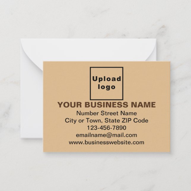 Business Brand on Small Light Brown Rectangle Flat Note Card (Front)