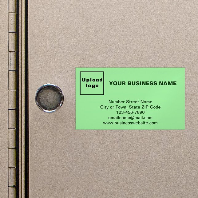 Business Brand on Small Light Green Magnetic Card (Light green magnetic business card with your business brand)