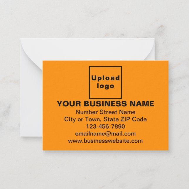 Business Brand on Small Orange Rectangle Flat Note Card (Front)