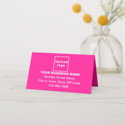 Business Brand on Small Pink Folded Place Card
