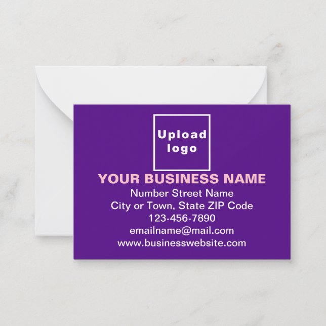 Business Brand on Small Purple Rectangle Flat Note Card (Front)
