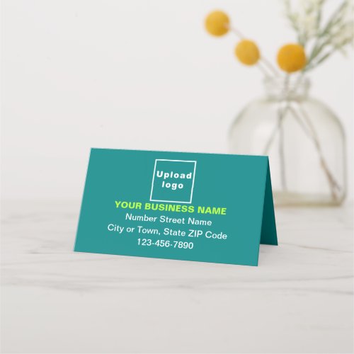 Business Brand on Small Teal Green Folded Place Card