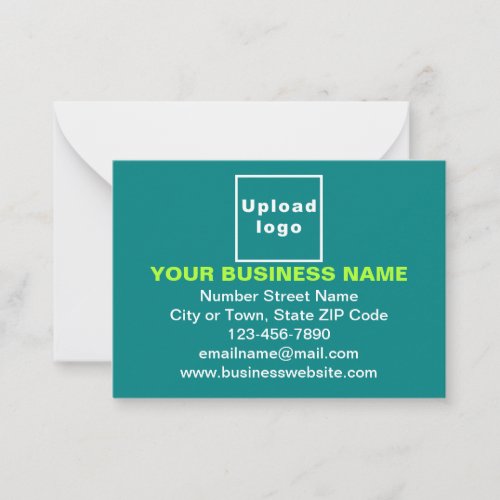 Business Brand on Small Teal Green Rectangle Flat Note Card