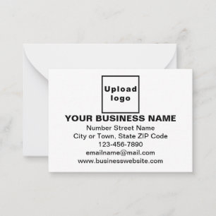 Business Brand on Small White Rectangle Flat Note Card