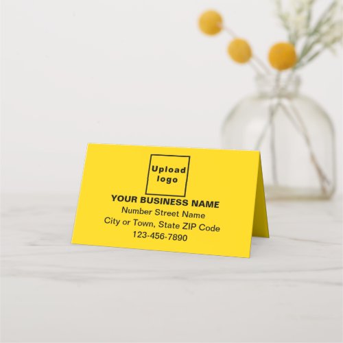 Business Brand on Small Yellow Folded Place Card