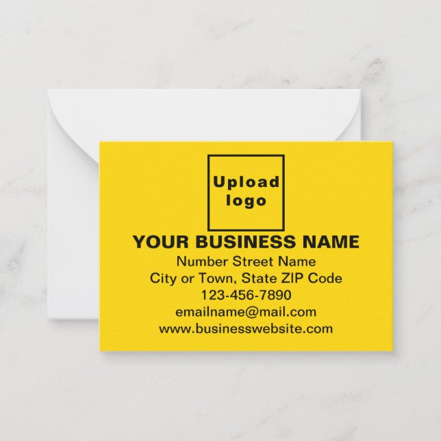 Business Brand on Small Yellow Rectangle Flat Note Card (Front)