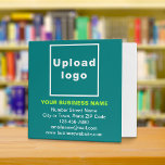 Business Brand on Teal Green Binder<br><div class="desc">Binder that you can customize the cover to put your business name. Customizable office supply that you can use to build brand name awareness. Design colors on the cover are white and yellow-green texts on teal green background. To customize the binder cover, upload your business logo, type your business name,...</div>