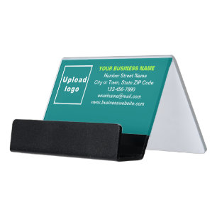 Business Brand on Teal Green Business Card Holder