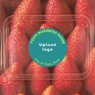 Business Brand on Teal Green Circle Adhesive Label