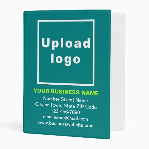Business Brand on Teal Green Cover of Mini Binder