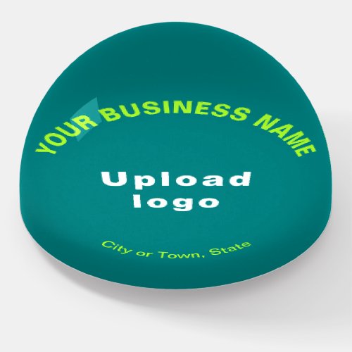 Business Brand on Teal Green Dome Style Paperweight