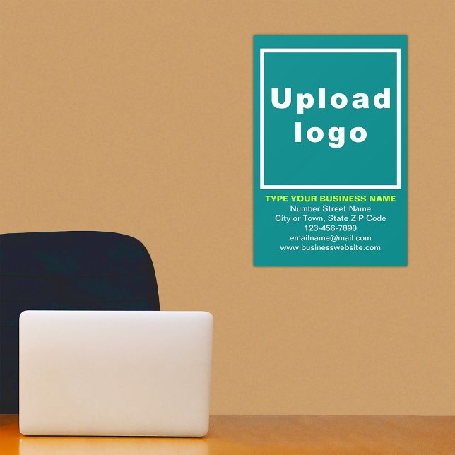 Business Brand on Teal Green Dynamic Wall Decal (Build brand name awareness. Advertise your business. Your business brand on teal green wall decal.)