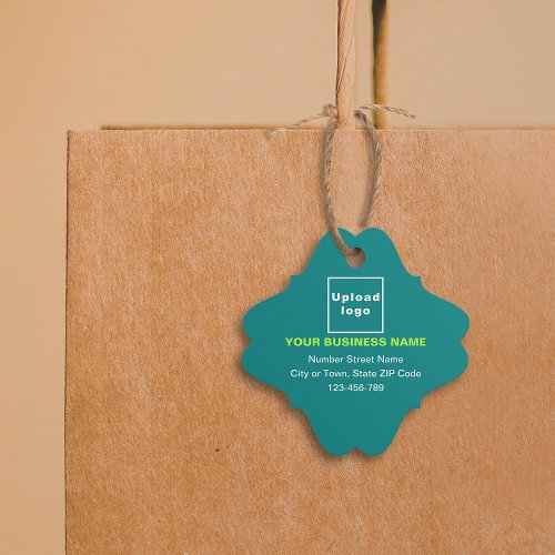 Business Brand on Teal Green Fancy Square Tag