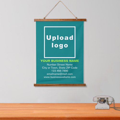 Business Brand on Teal Green Hanging Tapestry