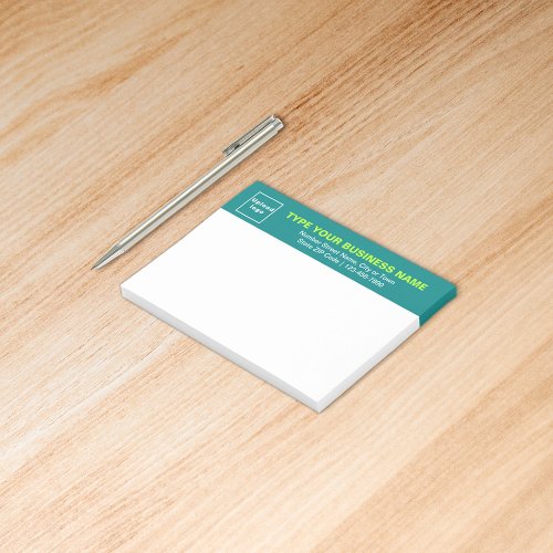 Business Brand on Teal Green Heading of Rectangle Post_it Notes