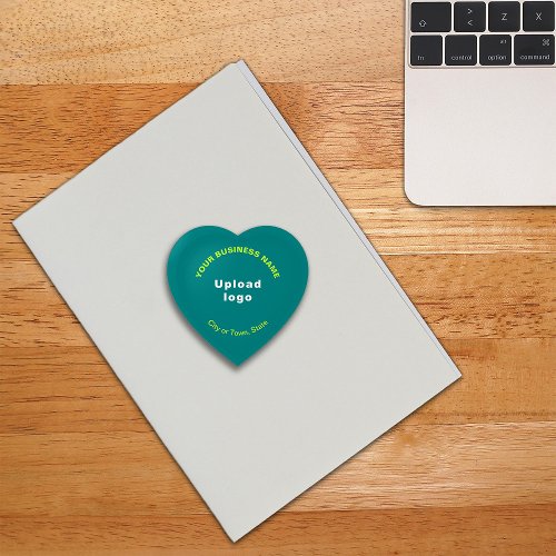 Business Brand on Teal Green Heart Shape Paperweight