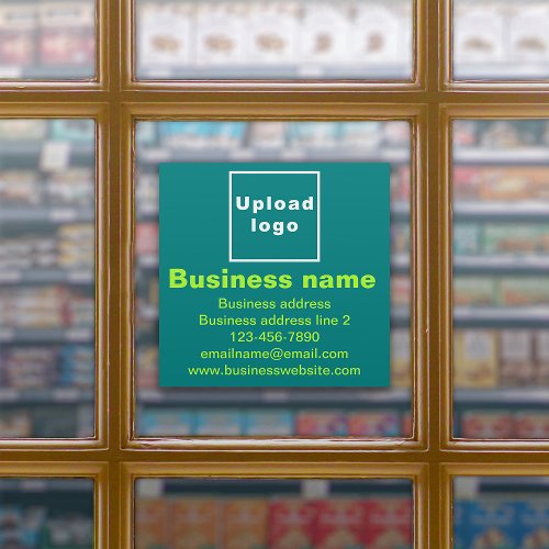 Business Brand on Teal Green Large Square Vinyl Sticker