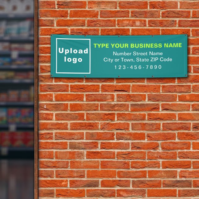 Business Brand on Teal Green Long Banner (Teal green long banner with your business brand)