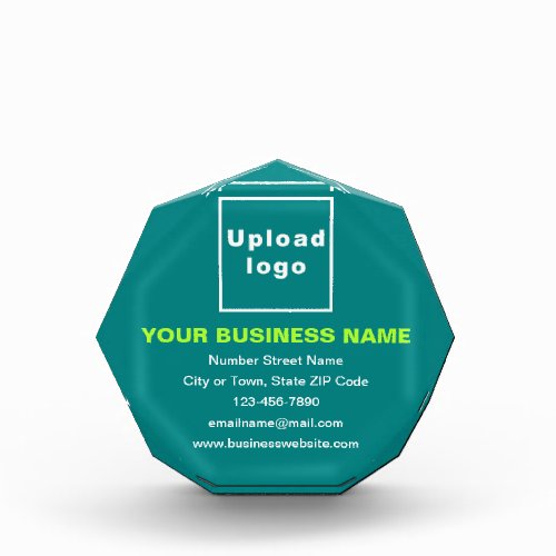 Business Brand on Teal Green Octagon Shape Photo Block