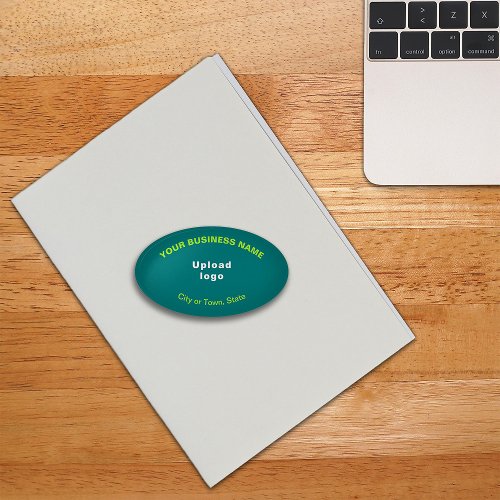 Business Brand on Teal Green Oval Shape Paperweight
