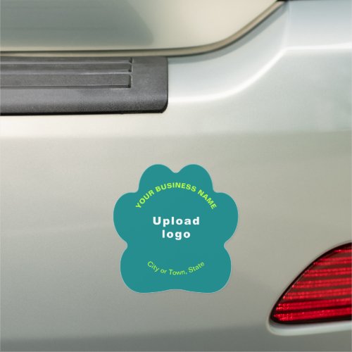 Business Brand on Teal Green Paw Shape Car Magnet