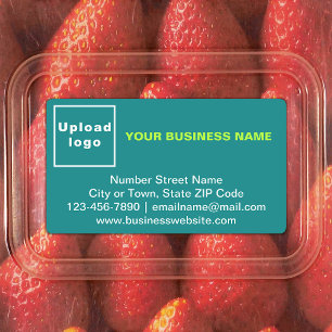 Business Brand on Teal Green Rectangle Adhesive Labels