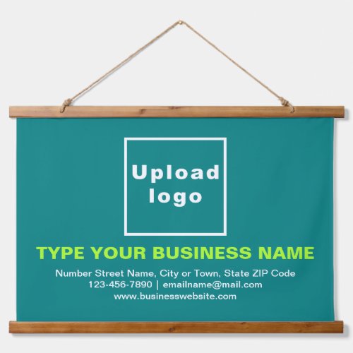 Business Brand on Teal Green Rectangle Hanging Tapestry