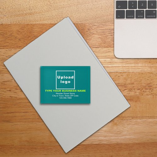 Business Brand on Teal Green Rectangle Paperweight