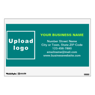 Business Brand on Teal Green Rectangle Wall Decal