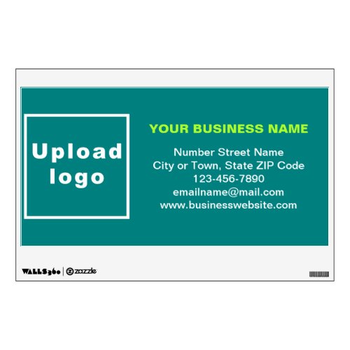Business Brand on Teal Green Rectangle Wall Decal