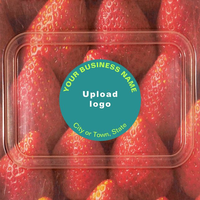 Business Brand on Teal Green Round Adhesive Label (Teal green round adhesive label with your business brand)