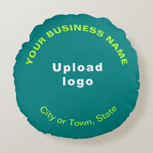 Business Brand on Teal Green Round Throw Pillow