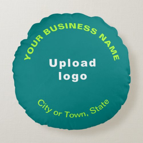 Business Brand on Teal Green Round Throw Pillow