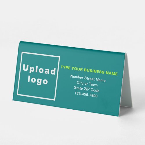 Business Brand on Teal Green Small Table Sign