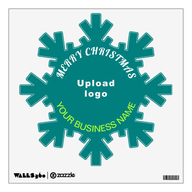 Business Brand on Teal Green Snowflake Wall Decal (Front)
