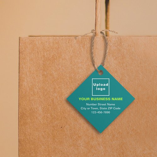 Business Brand on Teal Green Square Shape Tag