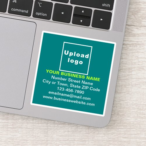 Business Brand on Teal Green Square Vinyl Sticker