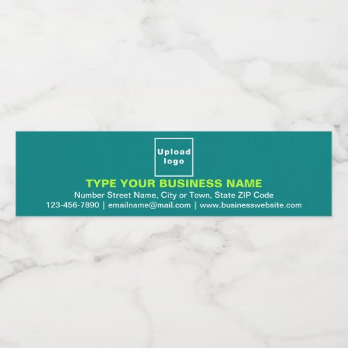 Business Brand on Teal Green Water Bottle Label