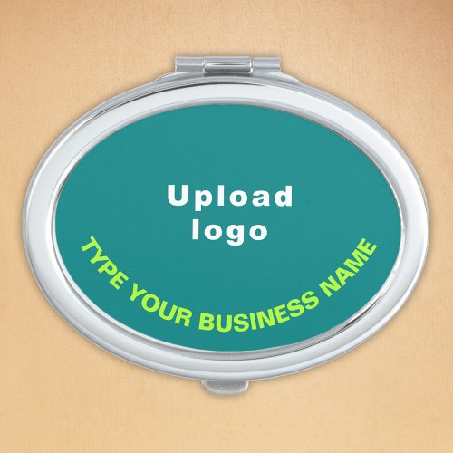 Business Brand on Teal Oval Compact Mirror