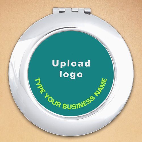 Business Brand on Teal Round Compact Mirror