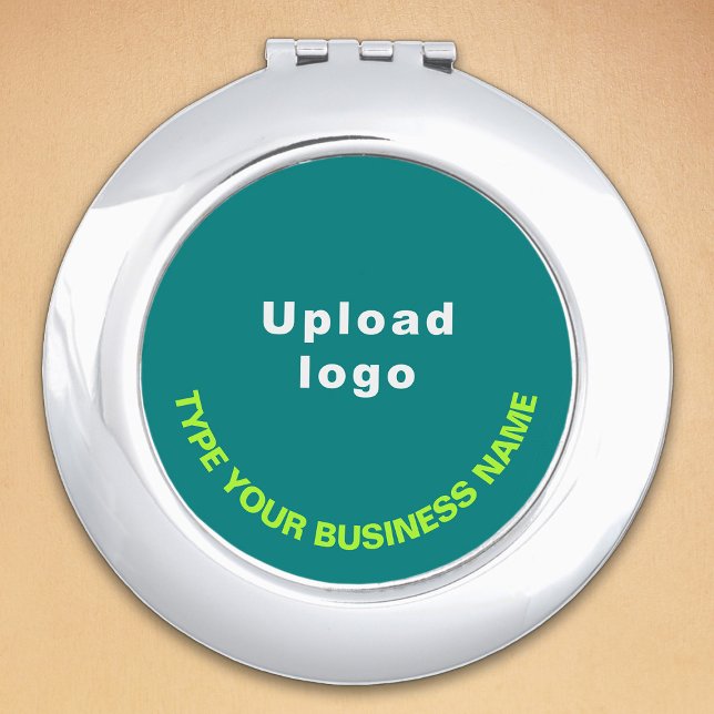 Business Brand on Teal Round Compact Mirror (Creator Uploaded)